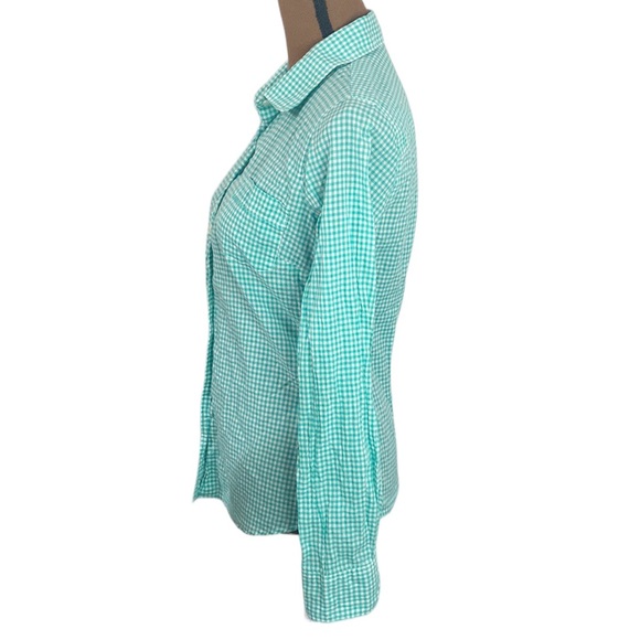 J Crew factory Gingham button down shirt green and white size XS - Picture 4 of 14